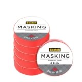 Scotch Expressions Masking Tape, .94 in x 20 yd, Great for Decorating, DIY, and Crafts, 6 Rolls, Primary Red