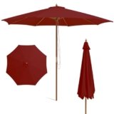 COSTWAY Ombrellone da Giardino 300 x 300 cm, Ombrellone Pieghevole con 8 Stecche di Bambù, 3 Altezze Regolabili, Ombrellone da Parasole Impermeabile, per Giardino Cortile Piscina (Rosso)