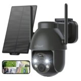 ieGeek 2K Telecamera Wi-Fi Esterno Senza Fili con Pannello Solare, 360° PTZ Videocamera Sorveglianza a Batteria, Rilevazione di Movimento PIR con Allarme,Visione Notturna a Colori, 2 Vie Audio, IP65