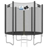 SONGMICS Trampolino da 183 cm, Trampolini Elastico 6 Piedi con Rete di Recinto, Tappeto Protettivo, Palo Alto 180 cm, Struttura Metallica, Nero STR061BZ01
