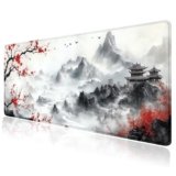 Cute Japanese Cherry Blossom Large Mouse Pad, Desk Mat Computer Keyboard Pad Non-Slip Rubber Base Waterproof with Stitched Edges for Laptop Gaming, Office & Home 31.5 x 11.8 Inch