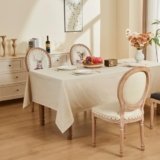 SANLEHAUSE Tovaglia da Tavola Rettangolare 155 x 400 cm, Tovaglia da Tavola Beige in Lino, Texture di Alta Qualità, Tovaglia Grande Design Cavo,Cucito a mano, per Cucina, Ufficio, Decorazione