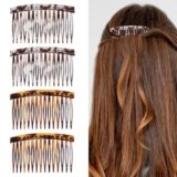4-Pack French Style Hair Clips & Combs Set – Tortoiseshell & Leopard Print Thin Hair Accessories for Women