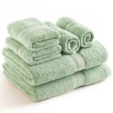 Sweet Needle Set di asciugamani – 2 asciugamani da bagno, 2 asciugamani e 2 salviette, uso quotidiano 500 g/m² filato ad anello, altamente assorbente per bagno, verde salvia (confezione da 6)