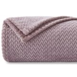 NEWCOSPLAY Super Soft Throw Blanket Light Purple Premium Silky Flannel Fleece Leaves Pattern Lightweight Bed Blanket All Season Use (Light Purple, Throw(50″x60″))