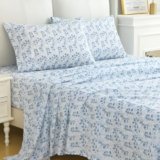 MUXHOMO Queen Size 4 Piece Sheet Set, Soft Breathable Bed Sheet Set for Bedroom with Deep Pocket Up to 16″, Wrinkle-Free & Cooling Bedding for Oeko-TEX Certified – Blue Leaves