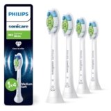 PHILIPS Sonicare W2 Optimal White, testine di ricambio originali, bianco, confezione da 4, HX6064/87, Nuovo, 4 Testine