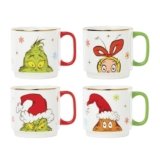 Lenox 898097 Merry Grinchmas Stackable Mugs, Service For 4, Assorted, Christmas, Drinkware Set, Holiday Glasses