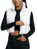fuinloth Gilet da Donna Primaverile e Autunnale Smanicato Senza in Tinta Unita Giacca Senza Maniche Cappotti con Cerniera Bianco M