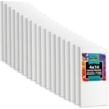 KEFF Canvas Boards for Painting – 4×10 18-Pack Bulk Canvas Panels, 100% Cotton Triple Primed Small Canvases for Painting Supplies, Acrylic, Oil, Watercolor & Tempera