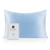 RUIPTSKE Federa per cuscino in seta naturale, ipoallergenica, 22 mamme, 100% seta, 600 fili, con cerniera nascosta, certificata OEKO-TEX (Light blue, 50x75cm)