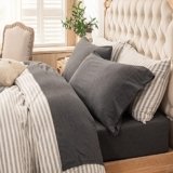 PURE ERA Jersey Knit 4pc Bed Sheet Set 100% T-Shirt Heather Cotton Super Soft Comfy Breathable Fits Mattress Up to 20″ Extra Deep Pocket (Charcoal Dark Grey, Queen)