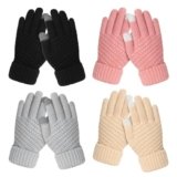 4 Pairs Kids Winter Gloves for Boys Girls – Warm Winter Gloves for Kid, Knit Thermal Kid Gloves Touchscreen Toddler Gloves, Soft Fleece Lined Kids Mittens for Cold Weather
