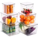 Sorbus Clear Plastic Storage Bins with Lids – for Kitchen Organization, Pantry Organizers and Storage, Fridge Organizer, Cabinet Organizer, Refrigerator Organizer Bins – Clear Storage Bins (6 pack)