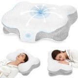 Dozion Cuscino Cervicale per Dormire – Cuscino Ortopedico in Memory Foam, Ergonomico, Supporto Collo Fianco/Schiena, Federa Sfoderabile e Lavabile, 58×40×13/10 cm