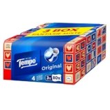 Tempo, Scatola di Fazzoletti di Carta, 3 Scatole da 80 Fazzolettini Monouso, 4 Veli, 4 Grafiche Assortite, Confezione Riciclabile