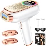 NIKYJM Epilatore Luce Pulsata con 6.8 cm² Grande Calibro, 600-1200nm Lunghezza D’onda, 3 in 1 HR/SC/RA, 9 Livelli di Energia, Epilatore a luce pulsata IPL (Oro rosa)