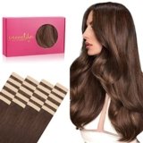 WENNALIFE Extension Capelli Veri Biadesivo, 20pz 40cm 50g Marrone Cioccolato Extension Biadesive Capelli Veri Lisci Remy Tape in Hair Extensions Capelli Setosi