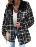 Zeagoo Womens Casual Jackets Winter Warm Hooded Jacket Teddy Bear Sherpa Flannel Shirts Lightweight Trendy Outerwear Coat