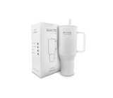 WHITE Prime 40 oz Tumbler | 100% Leak Proof | Simple Elegant Modern | Stainless Steel Double Wall Tumbler with handle | Reusable Water Bottle | Cupholder Friendly | Drinkware Flasks