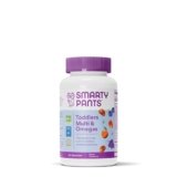 SmartyPants Toddler Multivitamin Gummies: Omega 3 Fish Oil (EPA/DHA), Vitamin D3, C, Vitamin B12, B6, A, K & Zinc, Biotin, Beta Carotene, Gluten Free, Three Fruit Flavors, 90 Count (30 Day Supply)