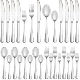 20 Piece Silverware Set Service for 4,Premium Stainless Steel Flatware Set,Mirror Polished Cutlery Utensil Set,Durable Home Kitchen Eating Tableware Set,Include Fork Knife Spoon Set,Dishwasher Safe