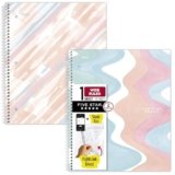 Five Star Spiral Notebook + Study App, 2 Pack, 1 Subject, Wide Ruled, 8″ x 10-1/2″, 80 Sheets, Fights Ink Bleed, Water Resistant Cover, Pastel Waves and Brush Strokes (930210F-ECM)