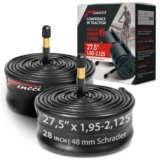 Fincci Camera d’Aria 27.5 x 1,95-2,125 Pollici – Coppia Camera d Aria MTB 27.5 Schrader Valvola Interna 48mm – Camere d’Aria per Strada, MTB Montagna Ibrida Bici Bicicletta – Confezione da 2
