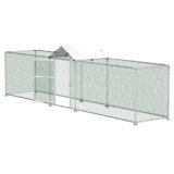 LZQ Pollaio, recinto a ruota libera, tetto pollaio, pollame, struttura in acciaio zincato (L 500 x L 100 x A 150 cm)