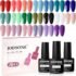 MIRAGE LAYON Gel Top Coat and Base Coat Set, 3Pcs 7g No Wipe Matte & Shiny Top Coat, Soak Off UV LED Nail Polish for Salon DIY at Home