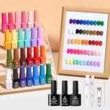 Beetles Gel Nail Polish Seasons Impressions Collection – 25 Colors Uv Gel Nail Kit Brown Burgundy Black White Red Pink Nude Green Purple Blue Glossy Matte Glitter Top Base Coat Gifts for Women