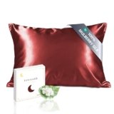 townssilk Federa seta cuscino,100% naturale seta di gelso 19momme,doppia faccia,benefica per capelli e pelle,ipoallergenica,cerniera nascosta,1 pz,50x75cm,Claret