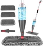 Spray Mop for Floor Cleaning with 3pcs Washable Pads – Wet Dry Microfiber Mop with 800 ml Refillable Bottle for Kitchen Wood Floor Hardwood Laminate Ceramic Tiles Floors Dust Cleaning