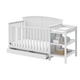 Storkcraft Steveston 5-in-1 Convertible Crib & Changer (White) – GREENGUARD Gold Certified, Fits Standard Crib Mattress, Converts to Toddler Bed and Full Bed, 4 Adjustable Mattress Heights