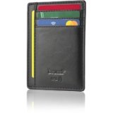Bronzi® Portafoglio Uomo Slim | Pelle Alta Qualità Mini Nero| Piccolo Sottile Elegante | Portacarte Uomo Donna Portatessere Porta Carte Di Credito| Design Italiano Box Regalo