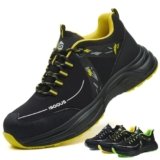Scarpe Antinfortunistiche Uomo Donna Scarpe da Lavoro Leggere Scarpe da Cantiere Antiscivolo Traspiranti Giallo 40