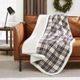 Eddie Bauer – Blanket, Soft Reversible Sherpa & Brushed Fleece Bedding, Perfect for Lounging, Dorm Essentials (Edgewood Plaid Khaki)