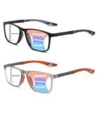 Hubeye Occhiali da lettura sportivo da uomo e donna Lettori ultraleggero TR90 Confortevole Flessibile Occhiali anti luce blu (Nero+Arancione, 2.00)