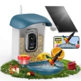 Bird Feeder with Camera 5MP Live Video, Solar Powered Smart AI Identify Birds Species, 2.4G WiFi Camera with Squirrel-Proof, 2-in-1 Bird Bath, Instant Arrival Alerts, Ideal Gifts for Birdlovers