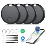 Smart Tracker Tags 4 Pezzi, Funziona con Apple Dov’è (Solo iOS), Localizzatore Bluetooth Trova Oggetti 365 Giorni, Batteria Sostituibile, Impermeabile IP67, Chiavi/Portafoglio/Bagagli/Valigie