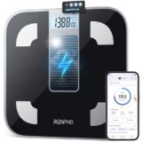 RENPHO Elis Solar Bilance Digitali per il Peso Corporeo – Bilance Pesapersone Senza Batteria – Bilance Smart Bluetooth per Misurare Grasso Corporeo e IMC Analisi Dello Stato di Salute con App, 180 kg