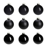 AOMOONOA Black Glass Christmas Ball Ornaments for Xmas Trees, 3.15” Christmas Hanging Ornaments Set of 9 for Holiday Party Xmas Tree Decorations Gifts
