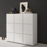 doporro Scarpiera Ingresso Componibile 135x36x120 cm con 18 Ripiani in Legno Bianco Opaco, Mobile Porta Scarpe Salvaspazio Armadio Multiuso con Grande Capacità per Corridoio o Camera