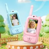 Video Walkie Talkies for Kids, 2 Pack Walkie Talkies with Screen, Rechargeable Kids Walkies Talkies, Long Range Radio with 4 Voice Effects, Outdoor Gift Toys for Park,Camping,Garden,Hike Ages 3-12