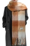 Pleneal Women’s Winter Scarf, Large Chunky Scarf for Women and Men, Mohair Vintage Plaid scarf Cashmere Feel Blanket Wrap