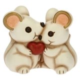 THUN – Soprammobile Coppia di Topini con Cuore – Bomboniere – Linea Cerimonia – Formato Mini – Ceramica – 5,5 x 3,1 x 4,5 h cm