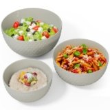 Gibson Elite 3-Piece Stoneware Mixing Bowl Set, 6.6″, 7.9″, 9.6″ – Modern Stoneware Dishware, Dishwasher Safe & Microwave Safe – Space-Saving & Stackable Bowl Set for Cooking, Baking, Serving (Grey)