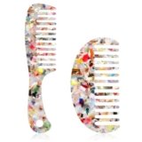 2 Pack Large Wide Tooth Hair Comb Cellulose Acetate Mini Round Hair Comb for Straight Thick Curly Hairs Detangling Combs Detangler Hairs Combs – Multicolor