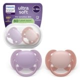 Philips Avent Ultra Soft Ciuccio – Design ortodontico, per neonati 6-18 mesi, scudo flessibile, tettarella simmetrica in morbido silicone, senza BPA, confezione da 2, SCF091/43