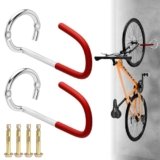 Pershook 330LB Bike Rack Garage, 2 Pack Bike Wall Mount/Bike Ceiling Hanger, No Heavy Lifting Swivel Storage, Indoor Bike Hooks Storage for Mountain/Road/E-Bikes, 9.5inch Red